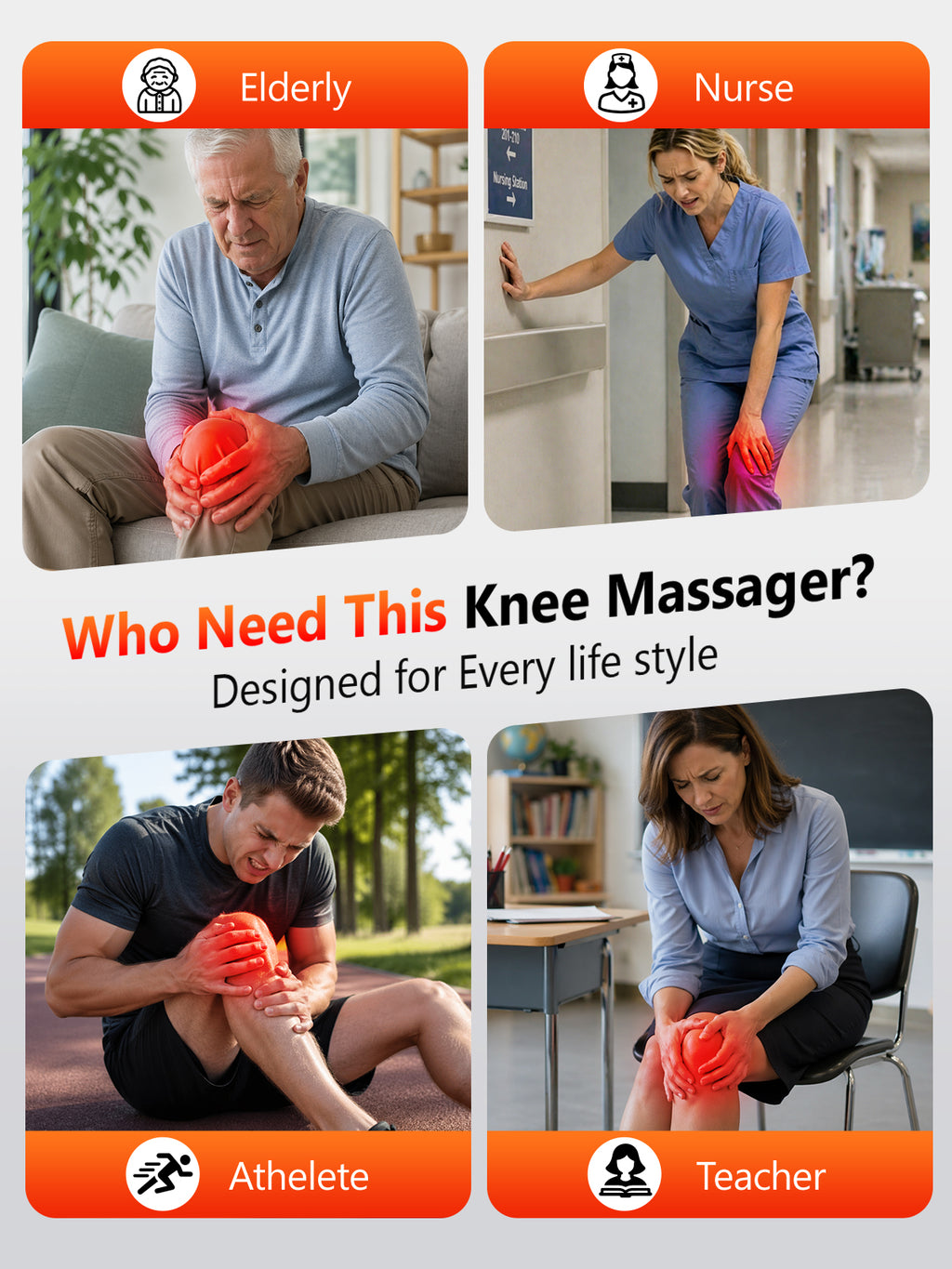 Upgrade Knee Massager with Heat 4 Vibration & Red Light Therapy Knee Brace, X-Shape boosts Light Absorption by 30%, Cordless 660nm&850nm Infrared Light Therapy Knee Wrap for Elbow/Shoulder Black