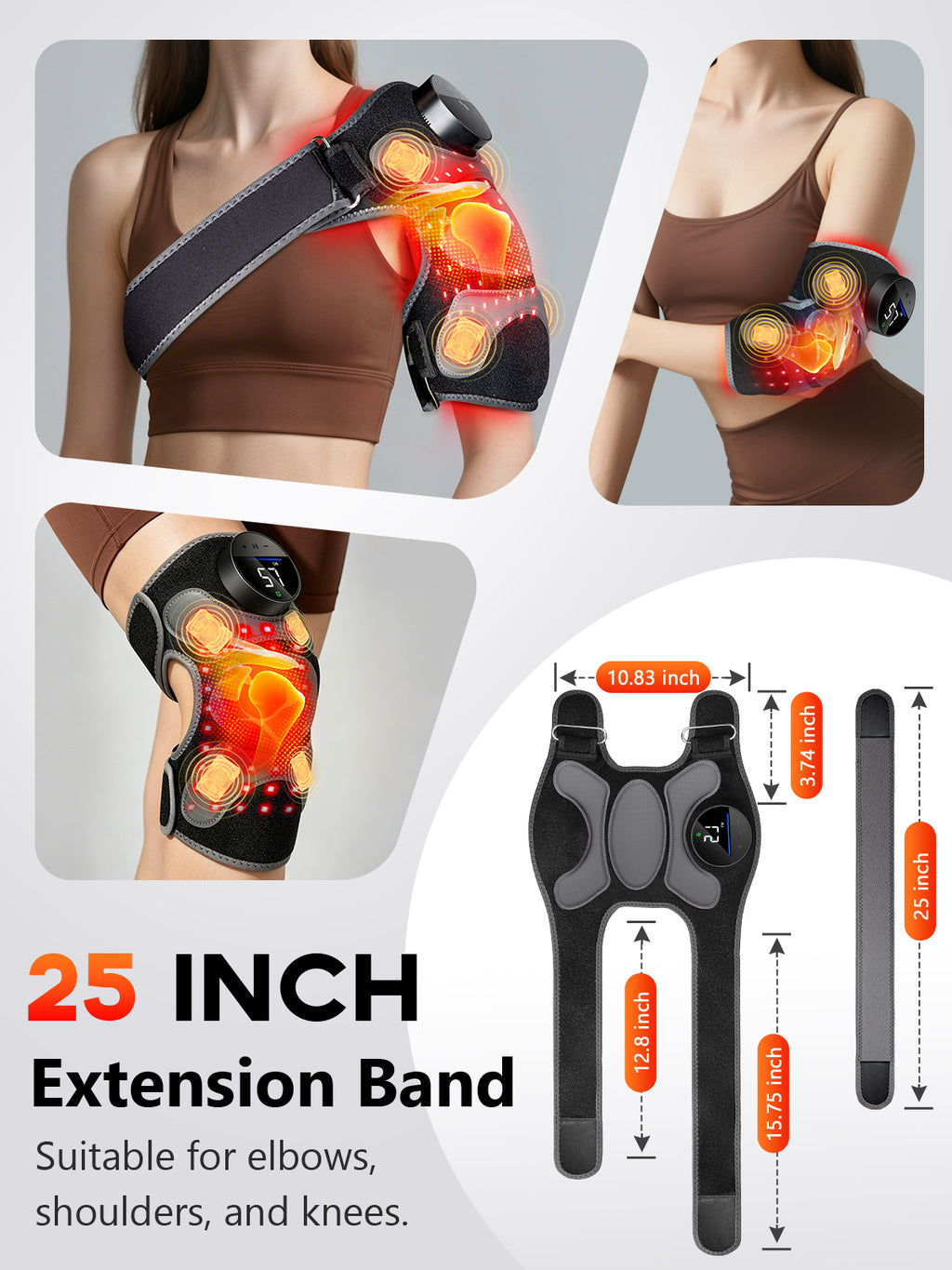 Upgrade Knee Massager with Heat 4 Vibration & Red Light Therapy Knee Brace, X-Shape boosts Light Absorption by 30%, Cordless 660nm&850nm Infrared Light Therapy Knee Wrap for Elbow/Shoulder Black