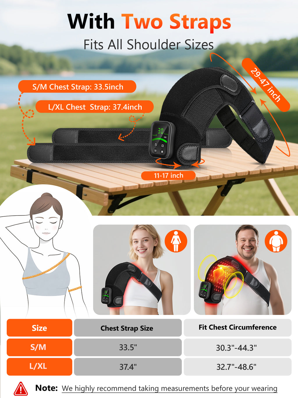 Upgraded Cordless Red Light Therapy for Shoulder with Massage, 5000mAh Controller 100 LEDs Infrared Heated Shoulder Wrap, Ergo Pressure Pad & 2 Extension Straps, Fits Left/Right Shoulders, Black